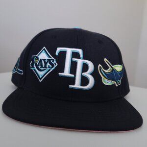 Men's Tampa Bay Rays Pro Standard Navy Double City Pink Undervisor Snapback Hat